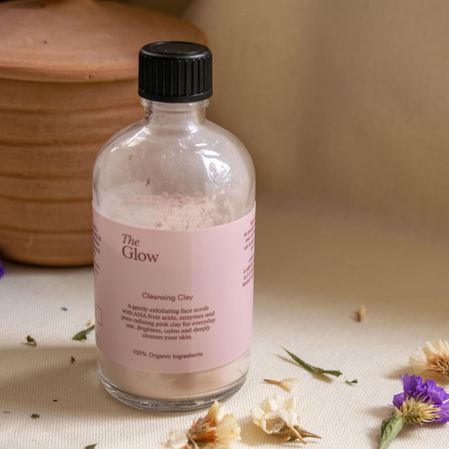 cleansing clay in glazen verpakking